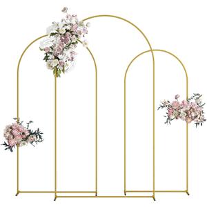 Wedding Arch, Metal Arch Backdrop Stand, Balloon Arch Stand Wedding Frame for Ceremony Decoration (Gold, 7.2FT, 6.6FT, 6FT Arch Backdrop)