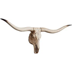 KIWZZXXKW Cow Skull Wall Decor, Faux Longhorn Skull Wall Decor - Handmade Faux Taxidermy Bull's Head Wall Hanging - Large Farmhouse Decor 31inch (Longhorn)