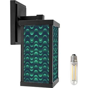 Outdoor Wall Lights Circles Seamless Trend Aquamarine Colour Abstract Half Tone Art for Black Patio Light Fixture Waterproof Wall Sconce Lamp For Patio Deals Front Porch Decor Backyard Garage (Multi 3)