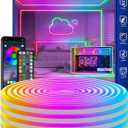 RCUICA 16.4FT LED Neon Rope Lights Waterproof with Smart App Control Remote,DIY Scene Modes,Music Sync hronization,Eaves Lights for Garden Decor,Deck,Christmas