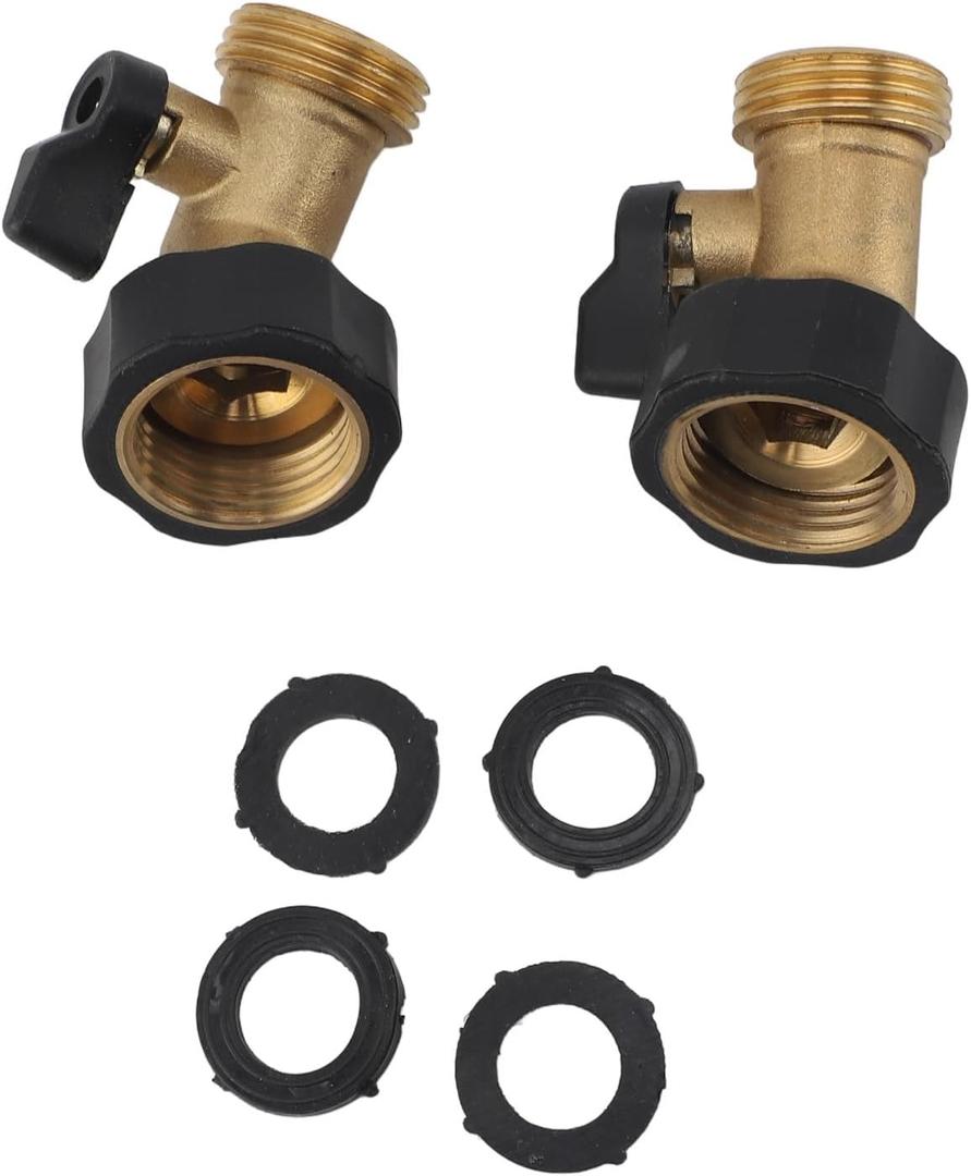 Premium Brass Shutoff Valve with 45 Degree Bend for Garden Hose Adjustable Water Connector for Regulation Homeowners Pack of 2 Easy Installation Fits Standard Hoses Stable