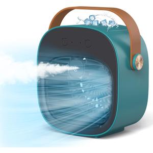 Portable Air Conditioner -5200mAh Rechargeable Personal Air Cooler, Green Mini Air Conditioner with 3 Speeds, Quiet Desk Cooling Fan for Home, Bedroom, Travel, Office, Outdoor, Indoor