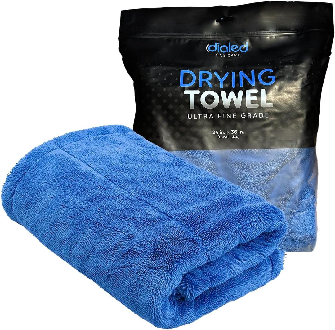 Dialed Drying Towel 1600 GSM, Premium 70/30 Blend Microfiber for Drying Cars, Trucks, SUVs. Professional Grade, Safe for Detailing + Lint Free. 24"" x 36"", Marina Blue, X-Large