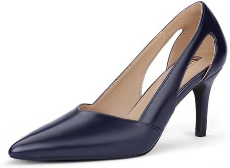 IDIFU IN3 High Closed Toe Heels Women's Pumps Stiletto Pointed Toe Dress Shoes for Women Comfortable Cut Out Wedding Bride Bridesmaid Guest Prom Work Office Dressy Trendy Fashion Classic Pumps Shoes Size 8