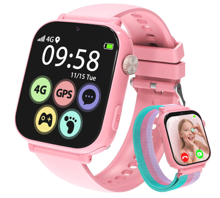 AXYWINBO Kids Smart Watch for Girls Boys 4g GPS Call TextSmart Watch for Kids Game Camera Pedometer Alarm Clock CalculatorKid Watches for Girls Boys 412 Ages Gifts Pink