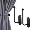 2 Pcs Adhesive Curtain Holdbacks No Drill Curtain Holdbacks Curtain Tie Backs Retro Window Hook for Drapes Home Decor (Black)
