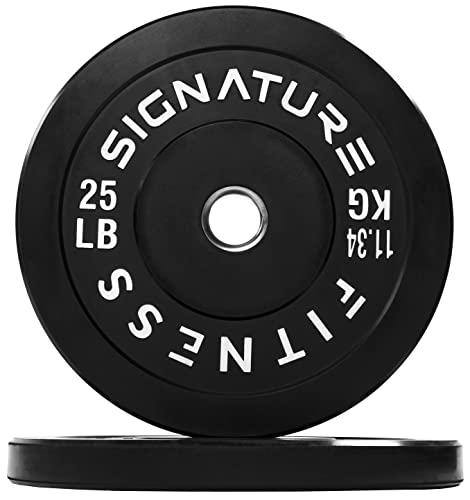 Fitvids 2" Olympic Bumper Plate Weight Plates with Steel Hub, 25LB, Pair