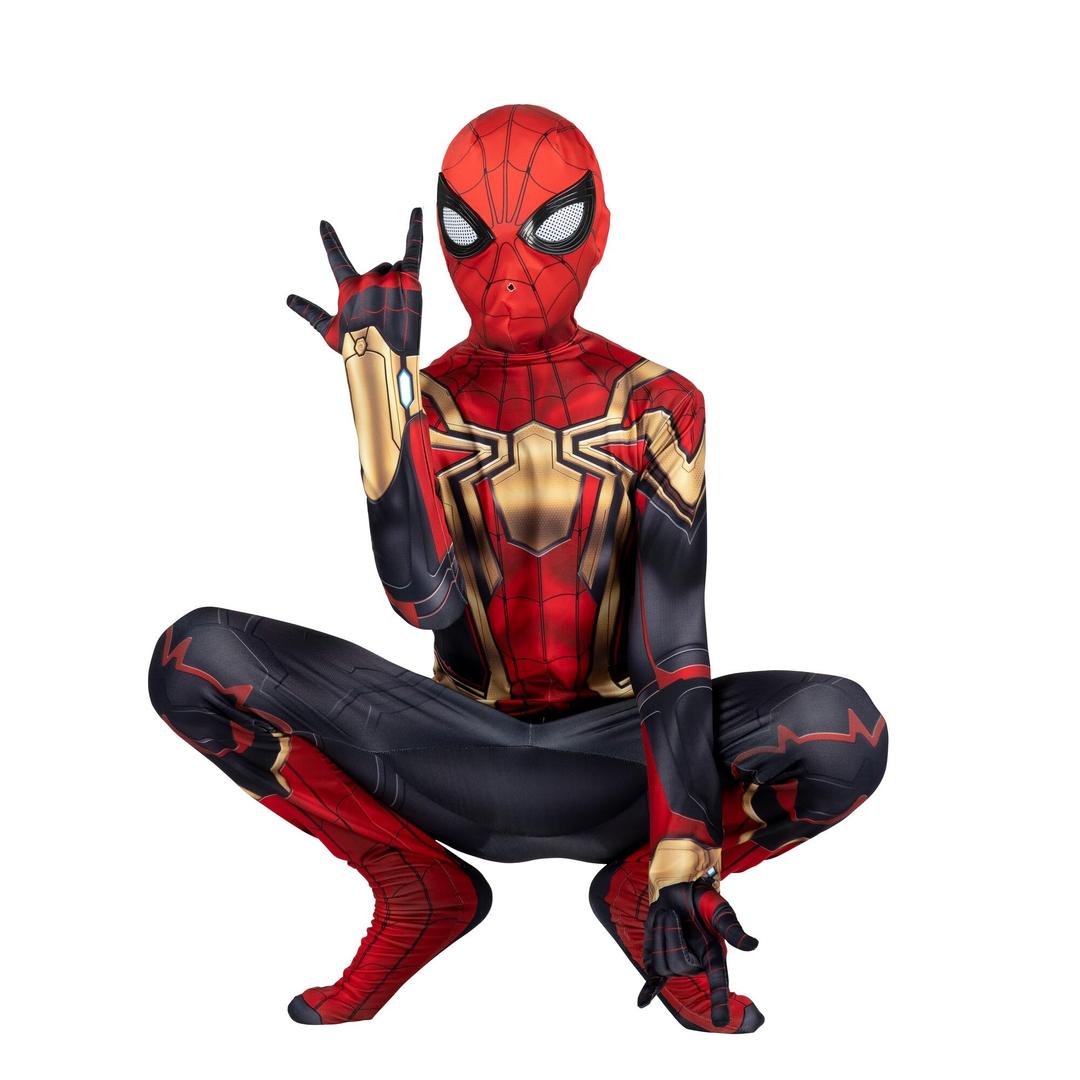 Marvel Integrated Spider-Man Official Youth Deluxe Zentai Costume - Deluxe Two-Way Stretch Spandex with Invisible Zippers and Wrist Openings for Added Convenience (S)
