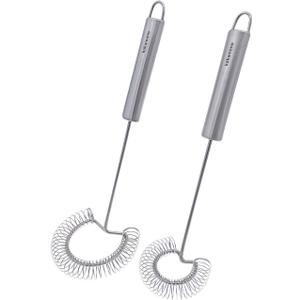 2pcsSet Egg Beater Stainless Steel Spring Egg Whisk, Kitchen Milk Egg Beater Whisking,Beating,Magic Hand Held Sauce Stirrer Frother