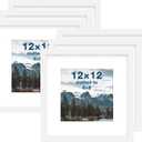 FrameWorks 12x12 mat to 8x8 Classic Wooden Picture Frames Tempered Glass/White / 6-Pack