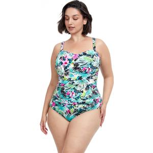 Profile by Gottex Women's Standard Beautiful Day Full Figure One Piece (L, Multi/Grn)