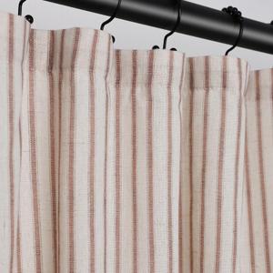 Farmhouse Striped Shower Curtain - 72x144 Inches, Linen Blend Fabric, Breathable & Machine Washable, Rustic Rust for Bathroom Decor (Hooks/Liner Not Included)