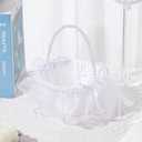 Wedding Flower Girl Basket with Pearl Handle,Satin Flower Storage Basket for Wedding Home Garden Decor (5884, 1)
