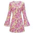 60s 70s Hippie Disco Dress Costume Women's Retro Disco Outfit Women Halloween Floral Dresses with glasses,size XXL