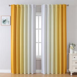 MIUCO Blackout Curtains & Drapes for Bedroom Living Room 95 Inches Long Yellow and White Room Darkening Ombre Curtains Rod Pocket & Back Tab Curtains Thermal Insulated Light Blocking 2 Panels Set