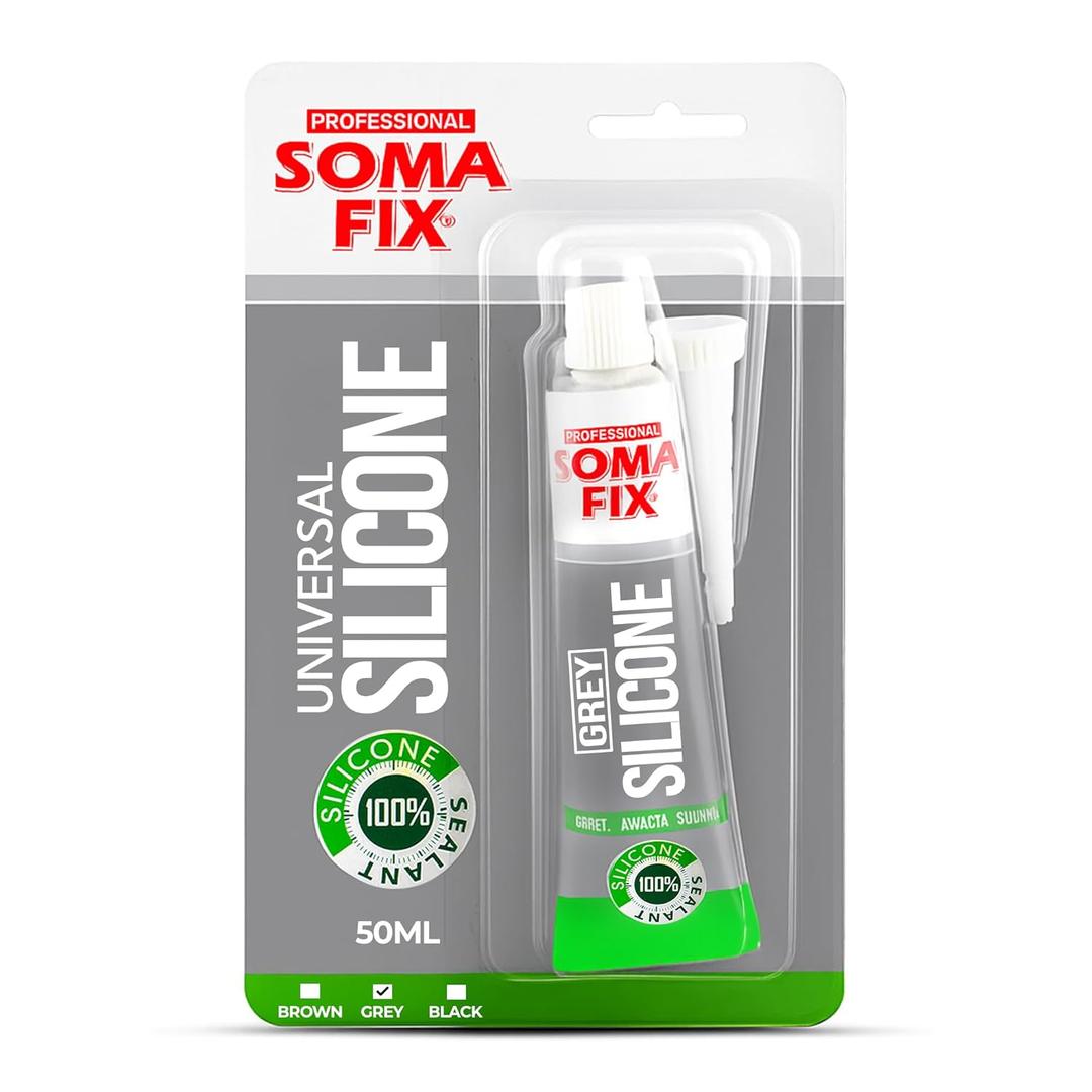 Silicone Caulk - Squeeze Tube Silicone Sealant for Wood, Kitchen, Bathroom, Sink, and Windows - Multi-Purpose & Waterproof (Gray)