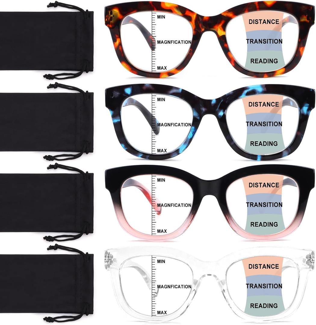 Progressive Multifocus Reading Glasses for Women Men Blue Light Blocking Computer No Line Multifocal Readers (A2 Multicolor) 1.75