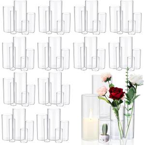 60 PCS Glass Cylinder Vases, 4,6,7,8,10 Inch Clear Flower Vase for Centerpieces Glass Vases Bulk for Wedding Home Table Centerpiece Candle Holder Party Decorations