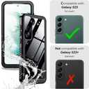 Miimall Compatible for Samsung Galaxy S23 Case Waterproof, S23 Case [Built-in Lens & Screen Protector] [Waterproof] Full Body Heavy Duty Shockproof Rugged Case for Galaxy S23 2023-Black
