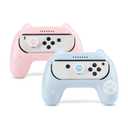 GeekShare Grips for Nintendo Switch Joy Con, Ergonomic Design Controller Grip Kit for Switch and OLED Joy Con with 2 Thumb Grip Caps - Pink & Blue