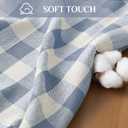Softalker Checkered Tablecloth Rectangle, Outdoor Linen Cotton Gingham Table Cloth with Tassel, Heavy Duty Wrinkle Free Buffalo Plaid Table Cover for Kitchen Dining Summer Party - 55 x 120 Inch, Blue