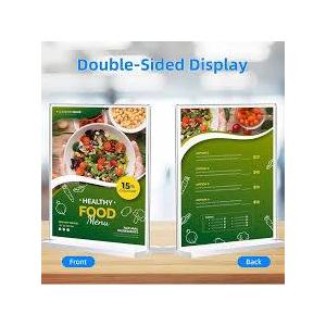 12 Pack Acrylic Sign Trade Show Booth Sign Display Stand, T Shape Clear Black Base Double Sided Menu Display Desk Stand for Restaurant, Office, Home, Shop(7 x 5 Inch,Horizontal)