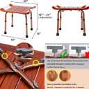 Teak Shower Bench with Handles, Shower Chair for Inside Shower, Height Adjustable Stool, Attached Shower Head Holder Skid pad, Supports Up to 300 Lbs Both Indoor and Outdoor use