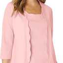 Roaman's Women's Plus Size Scalloped Cardigan and Tank Set (30-32 Plus)