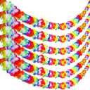 6 Pcs Hawaiian Luau Party Decorations Tropical Flower Garlands Multi Colored Hibiscus Leis Banner for Hula Dance Summer Beach Birthday Party Supplies, 16.4 ft Each
