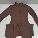 YEOREO Women Long Sleeve Workout Jumpsuit Zip Up Romper Bottom Pants Bodysuit Bodycon Sexy One Piece (Small, Chocolate)