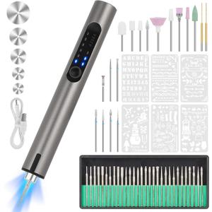 Engraving Pen, USB Rechargeable Cordless Engraver Pen with 51 Bits & LED Light Customizer Engraving Pen for Metal, Wood, Glass and Plastic Portable Engraving Kit for DIY Etching Gifts