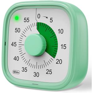 Visual Timer, Pomodoro Timers for Kids Adults, 60-Minute Countdown Desk Timer for Productivity, Silent ADHD Timer for Kids Toddlers, Kitchen for Cooking (Cyan)