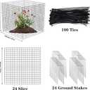 6 Pack Small Wire Plant Protectors, 24 Pieces Square Plant Protectors from Animals Mesh Plant Cage Chicken Wire Cover for Protect Plants, Garden,Shrubs and Vegetables from Animals(12x12 in)