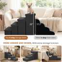 Zerbuger Dog Stairs with Storage, Dark Grey 4 Steps Dog Ramp no Condo