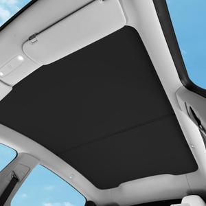 TOPABYTE Sunshade Roof for Tesla Model Y Juniper 2026 2025 Upgrade Ice Crystal Foldable Car Glass Sunroof Shade Sunshades Heat Insulation Cover Roof Window UV Protection, Model Y Juniper, Black