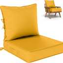Kimunuk Outdoor Seat Cushion Set 24 L × 24 W × 5 H Inch Waterproof & Fade Resistant Patio Furniture Cushions with Removable Cover with Handle and Straps for Sofa Chairs, Chairs, Yellow