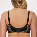 Wingslove Women's Sexy Lace Bra Mesh Underwired Full Coverage Shelf Bra Unlined (Black)