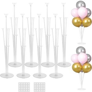 JOYYPOP 8 Sets Balloon Stand Kit For Table, Balloon Sticks with Base Birthday Graduation Party Decorations Wedding (8 Pack Clear)
