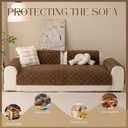 Waterproof Dog Bed Cover Non Slip Couch Cover for Dogs Washable Soft Faux Fur Sofa Cover Couch Covers for 3 Cushion Couch Sofa Pet Friendly (Brown, 34x62（1pc）)