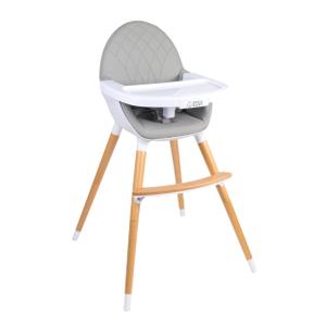 Convertible High Chair for Babies, Toddlers, Kids & Children - Wooden Highchair with Adjustable Height & Dishwasher Safe Tray - Wood Feeding & Dining Chair - Converts to Booster Seat (Grey)