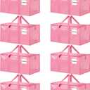 8 Pack Extra Large Heavy Duty Moving Bags, Pink Storage Bins with Lids, Reinforced Handles & Heavy-Duty Zippers Moving Boxes Storage Bags Totes for Clothes Packing, Dorms, College Supplies, Pink