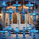 Soulchen 12 Pcs Christmas Inflatable Hanging Ornaments Indoor Decorations, Christian Nativity Holy Night Decoration, 14 Inch Blow up Jesus Cross with Rope Jesus Wall Decor for Xmas Outside Lawn Porch