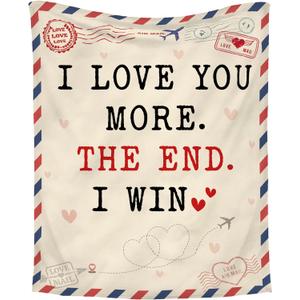 WRAPIX Anniversary Couple Gifts for Men Women - I Love You More Soft Fleece Throw Blanket 50x60 in - Mothers Day Birthday Wedding Gifts for Wife Her Girlfriend, Romantic Gift for Him Boyfriend Husband