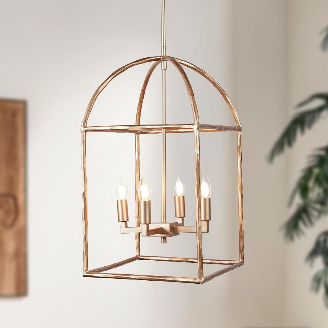 Modern Industrial Forged-Iron Pendant Light-Brass,Hand-Forged Finish Durable,Adjustable Height,Modern Hanging Light Fixtures,Modern Hanging Lights