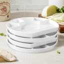 Cinf Divided Compartment Ceramic Plate Set of 4 Sauce Dishes Plates Serving Saucers Bowl More Food Space Quadrant Shaped Dinner Salad Pigment Tray Snack