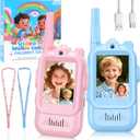 Video Walkie Talkies for Kids, 2 Pack Rechargeable Walkie Talkies for Kids, Voice Changer, 1000 Feet Range, Toys for Indoor Play, Camping, Travel, Birthday for Boys & Girls Ages 3-12 (Blue/ Pink)