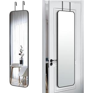 47x14" Full Length Mirror Over the Door Hang or Wall Mounted Black