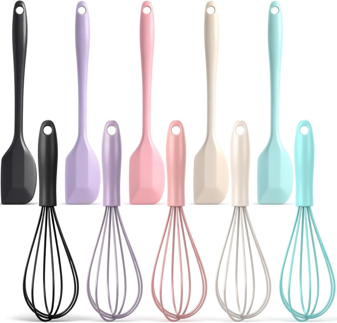 Baderke 20 Pcs Silicone Cooking Utensils 8.34 Inch Mini Spatula Silicone 6 Inch Mini Whisks for Cooking Kitchen Use Utensils for Baking Mixing Party Favor Gift