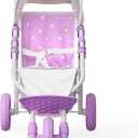 Olivia's Little World Baby Doll Jogging-Style Stroller with Canopy, Seatbelt and Storage Space, Purple and White, One Size