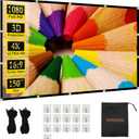 Projector Screen TOWOND 150 inch Projection Screen Indoor Outdoor Washable Anti-Crease 16:9 HD Rear Front Movies Screen for Home Theater Office